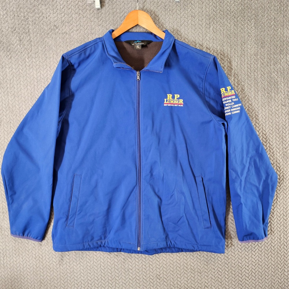 Tri-Mountain Performance Mens 2XL Blue‎ Softshell Fleece Jacket RP Lumber J6350